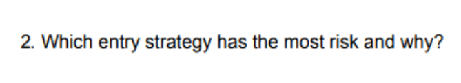 2. Which entry strategy has the most risk and why?