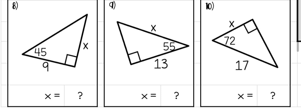 8)
45
9
X =
X
?
X
55
13
X =
?
10)
X
72
17
X
: ?
||