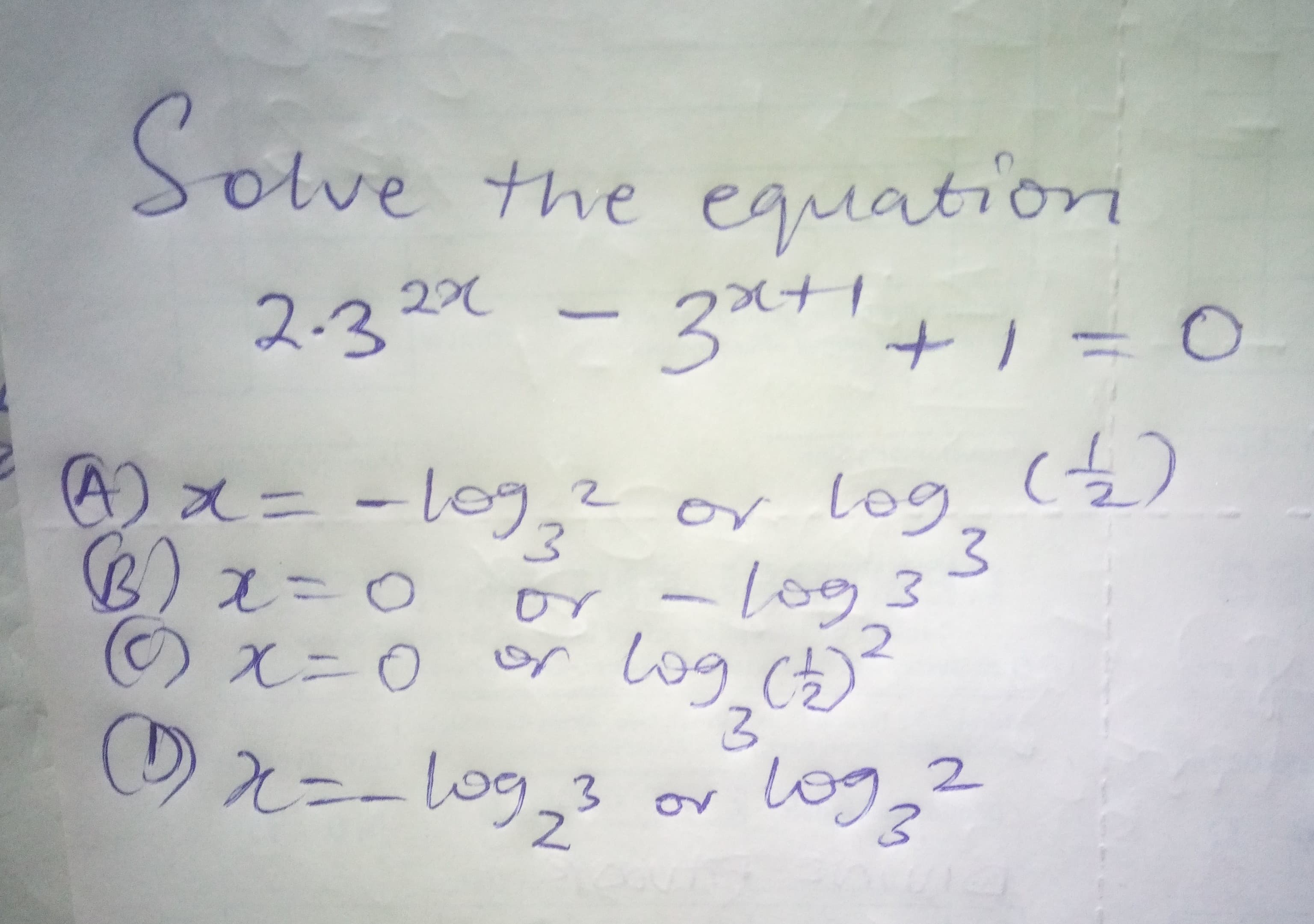 Solve
the equation
2.3 2%
3 +1 = 0
