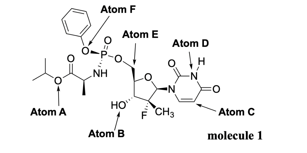Atom A
Atom F
NH
Atom E
-0.
HO
Atom B
Atom D
F CH3
-N
Atom C
molecule 1