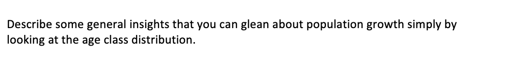 Describe some general insights that you can glean about population growth simply by
looking at the age class distribution.