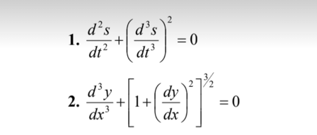 d's
1.
dt?
d's
= 0
dt3
d’y
dy
2.
+|1+
= 0
dx
dx
