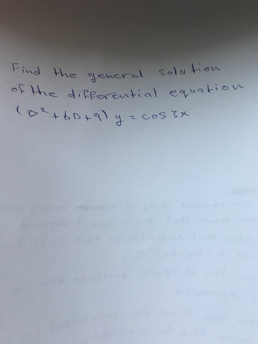 Find the general
of the differential equatiov
solu tion
COS 3X
