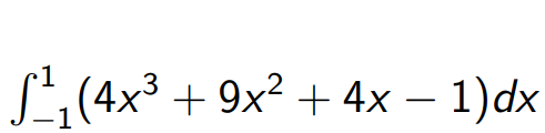 SL(4x³ + 9x² + 4x – 1)dx
-
