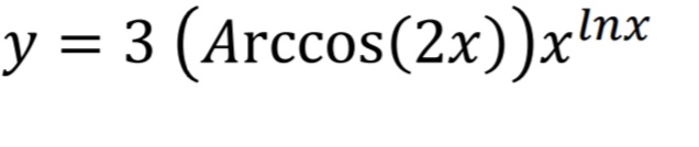 y = 3 (Arccos(2x))xlnx
