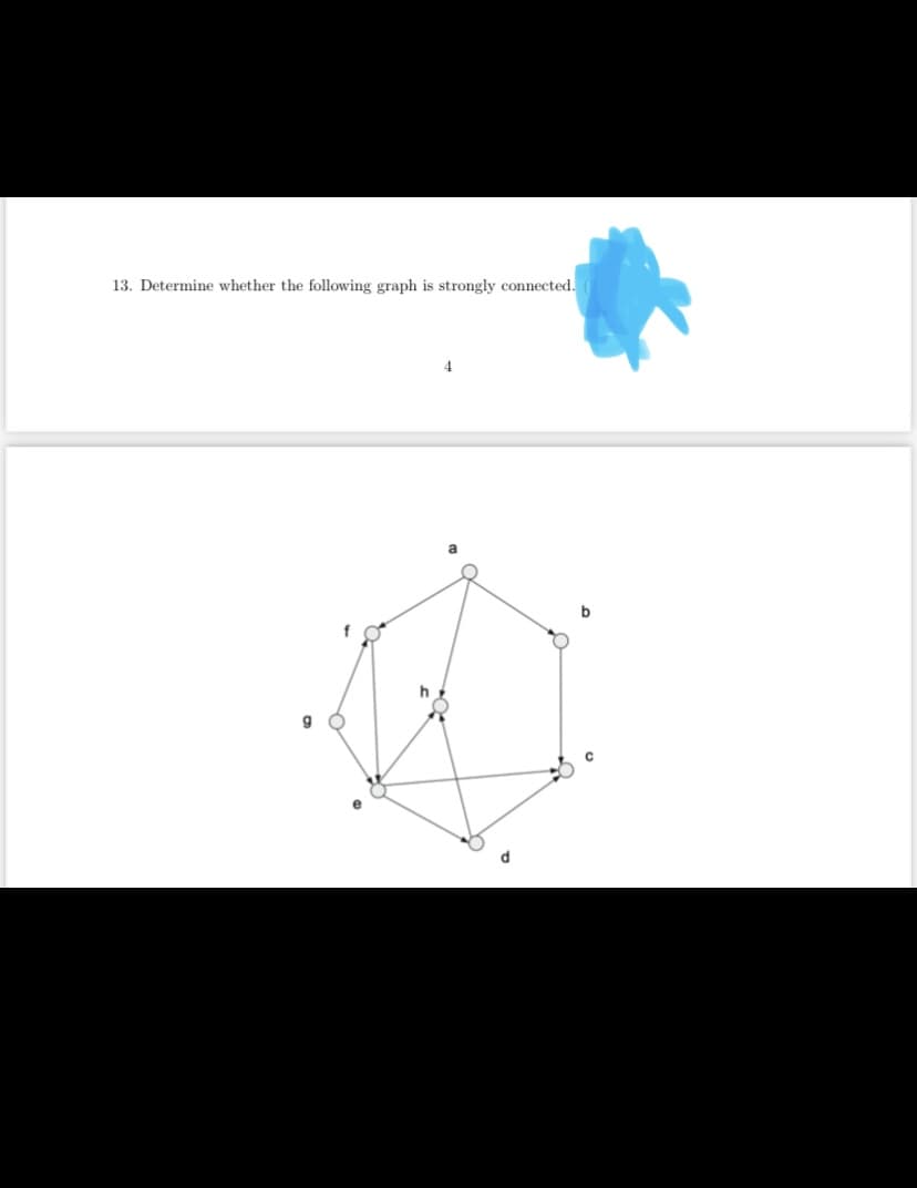 13. Determine whether the following graph is strongly connected.
4
b
g
