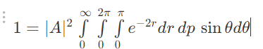 оо 2п п
1 = |A|² f f fe ²rdr dp sin de
000