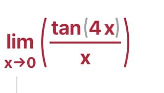 tan(4 x)
lim
x>0
