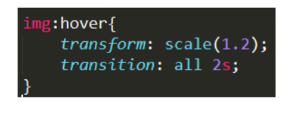 img:hover{
transform: scale(1.2);
transition: all 2s;
