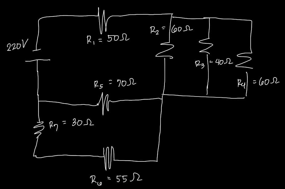 220V
R, = 502
Rg
402
Rs = 7052
302
Ro = 55 2
