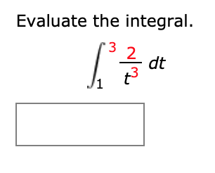 Evaluate the integral.
'3
dt
1
