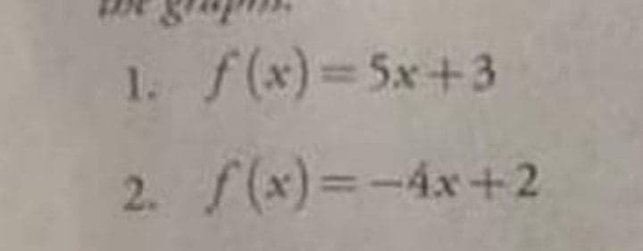 1. f(x)=5x+3
2. f(x)=-4x+2
