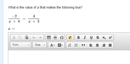 What is the value of z that makes the following true?
-2
4
I + 4
I + 3
V *
| 99 | E = =
Ω
BIUS X, x
Font
Size
A-
A
