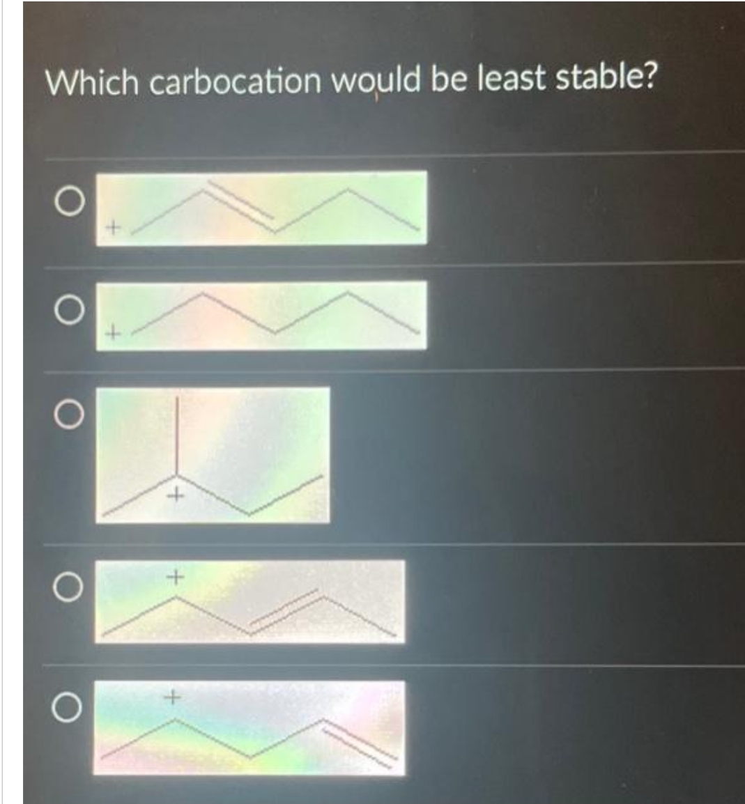 Which carbocation would be least stable?