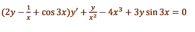 1
+ cos 3x)y' +3- 4x3 + 3y sin 3x = 0
