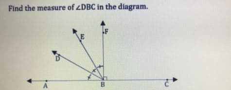 Find the measure of ZDBC in the diagram.
F
D
A
B
