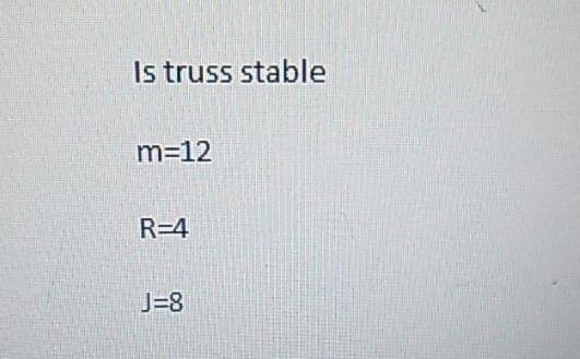 Is truss stable
m=12
R=4
J=8