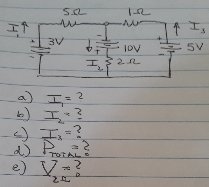 Is
lov
5V
1]
a) I;=
b) I=?
-) I=?
d) Poza?
e) V =?
ALO
