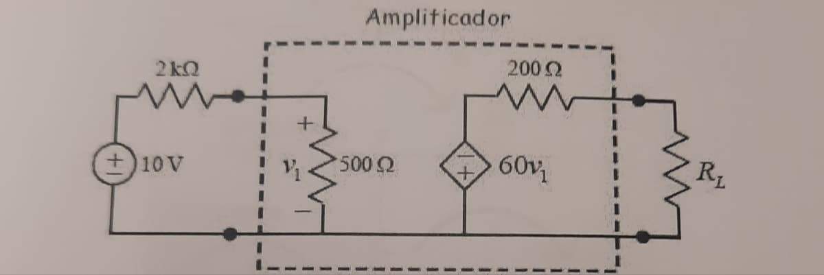 2kQ
--A
500 2
Amplificador
+)10V
200 2
601₁
R₁