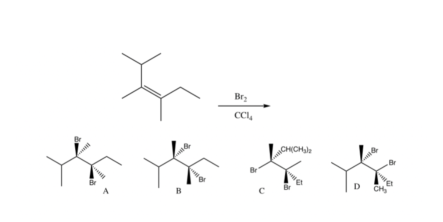 Br2
CCI4
Br
ll
CH(CH3)2
Br
Br
Br
A
B
Br
D
CH3
