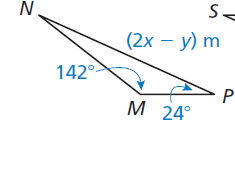 N
142°
S.
(2x - y) m
M 24°
P