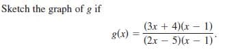 Sketch the graph of g if
(3x + 4)(x – 1)
g(x)
(2x – 5)(x – 1)
