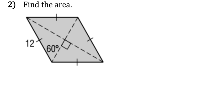 2) Find the area.
12
\60%

