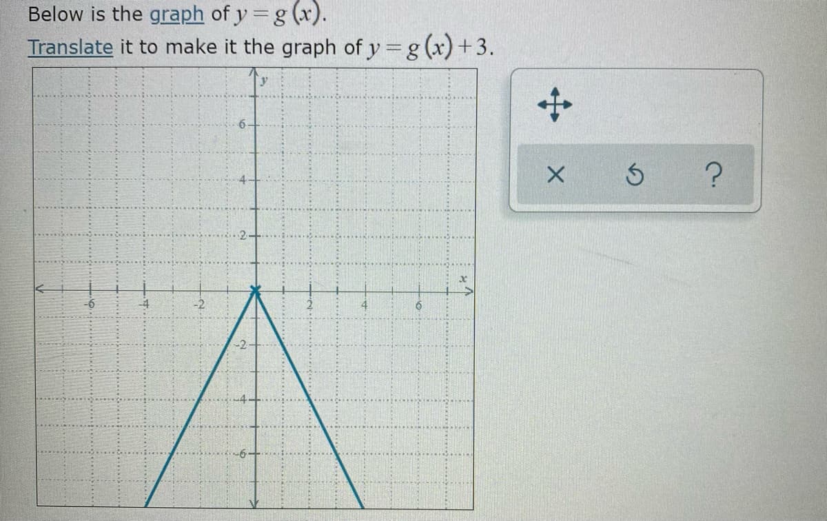 Below is the graph of y=g (x).
Translate it to make it the graph of y =g (x) +3.
