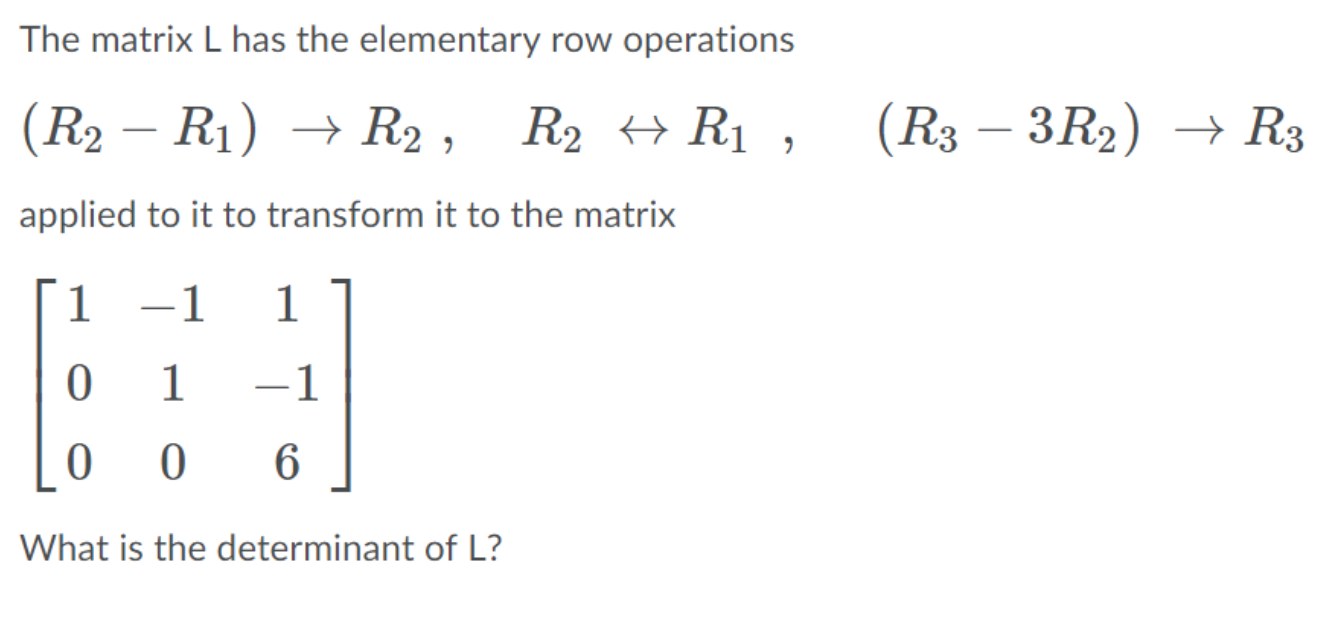 atrix L nas the
lemen
R2 – R1) → R2, R2 + R1
pplied to it to transform it to the matrix
