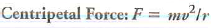 Centripetal Force: F = mv²Ir
