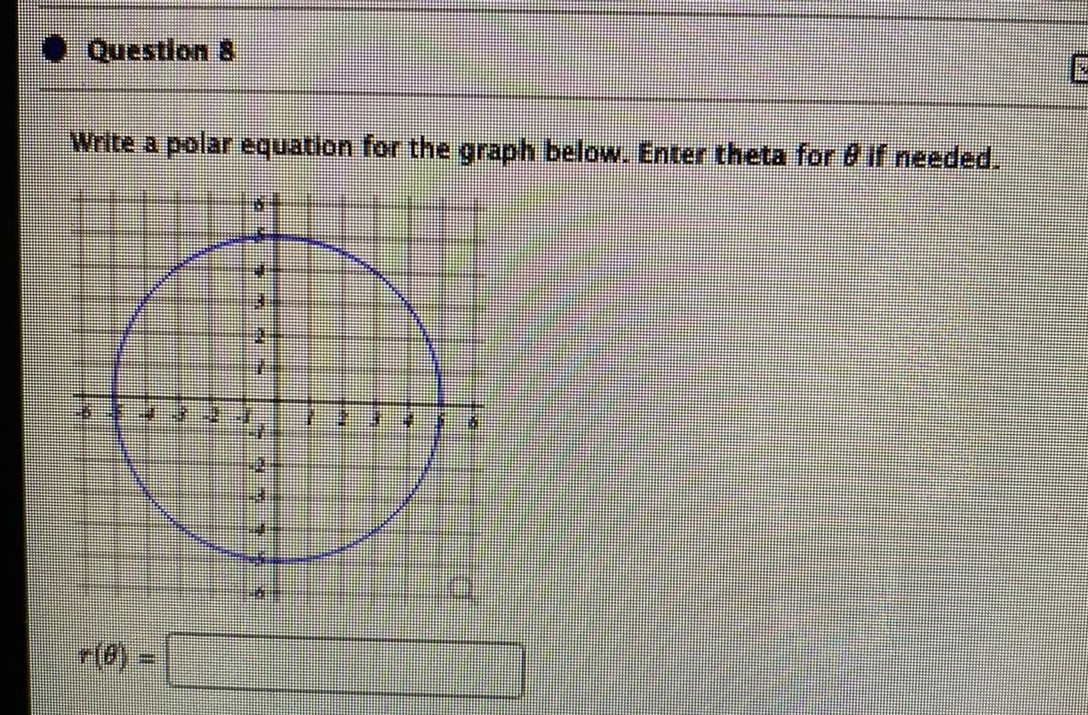 O Questlon 8
Write a polar equation for the graph below. Enter theta for 8 if needed.
