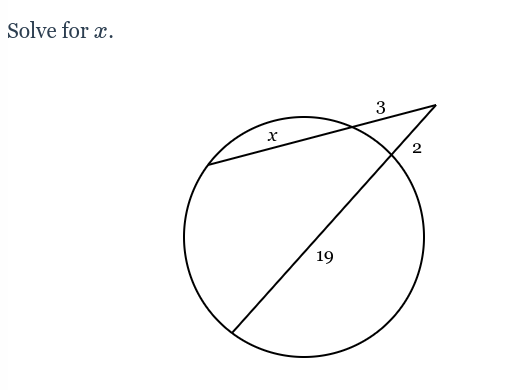 Solve for x.
2
19
