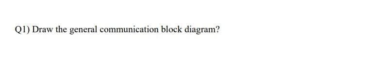 Q1) Draw the general communication block diagram?
