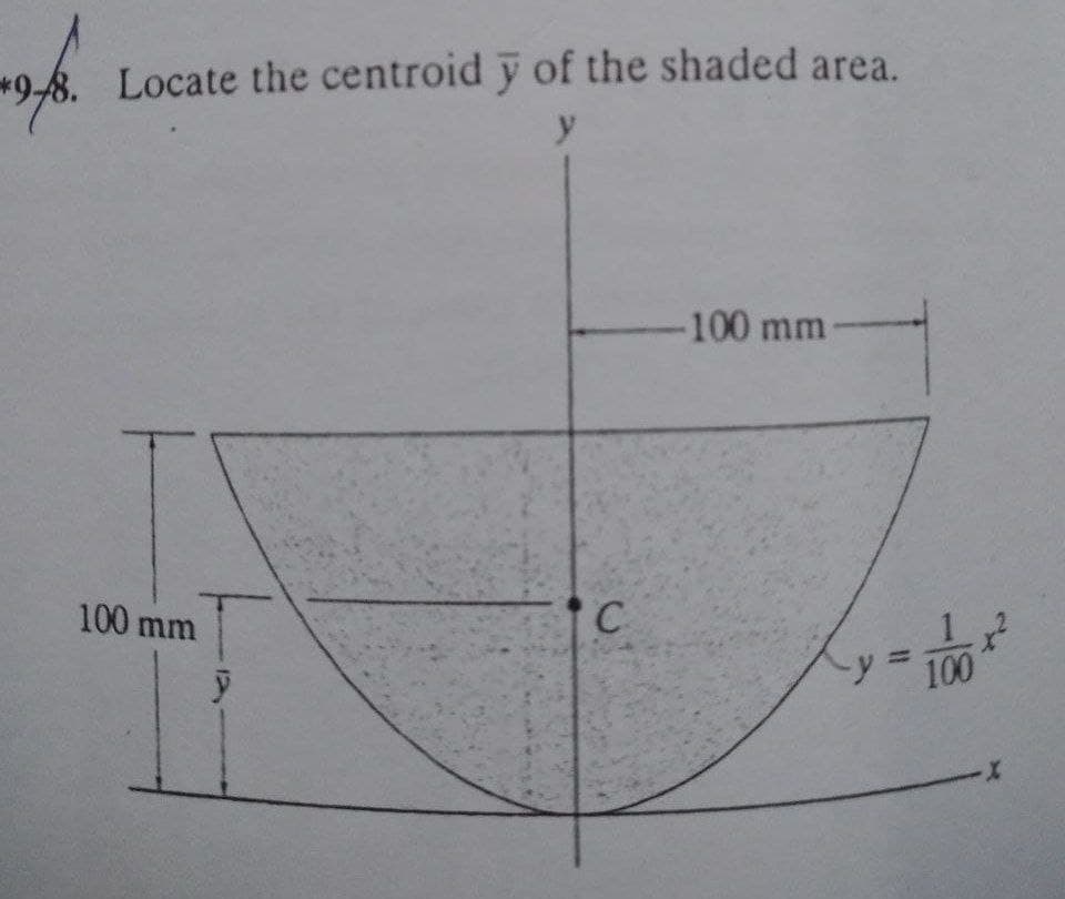 You
Locate the centroid y of the shaded area.
-100 mm-
100 mm
%3=
100
X-
