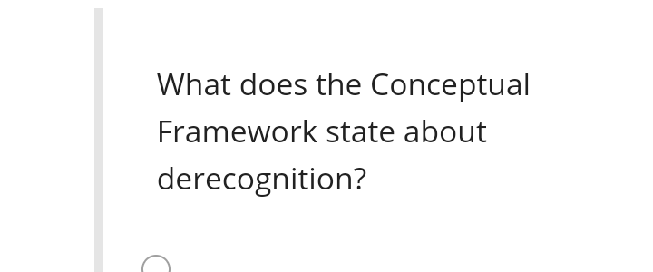 What does the Conceptual
Framework state about
derecognition?
