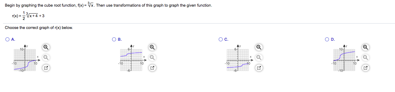 Begin by graphing the cube root function, f(x) = x. Then use transformations of this graph to graph the given function.
