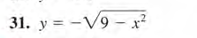 31. y = -V9 – x²
