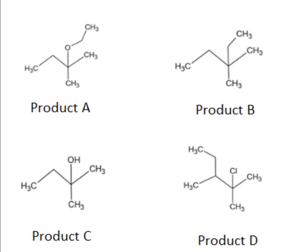 CH3
CH3
CH3
CH3
H3C
ČH3
ČH3
Product A
Product B
H3C.
OH
„CH3
CH3
H3C°
H3C
CH3
ČH3
Product C
Product D
