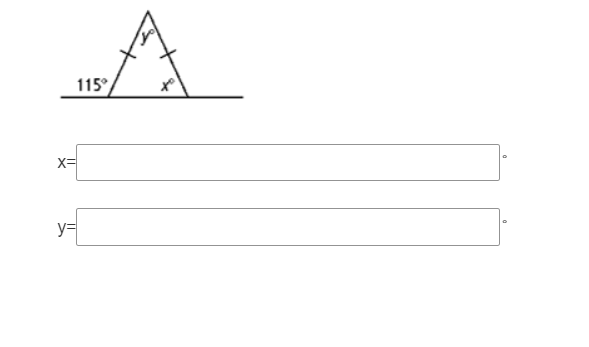 A
115°
x=
y=
