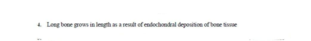 4. Long bone grows in length as a result of endochondral deposition of bone tissue
