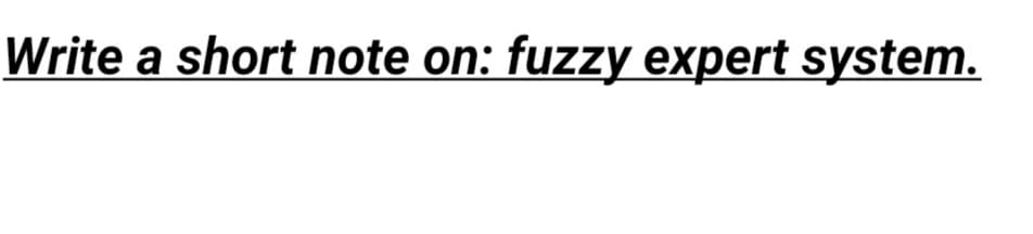 Write a short note on: fuzzy expert system.