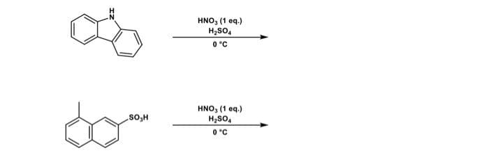SO,H
HNO3 (1 eq.)
H₂SO4
0 °C
HNO, (1 eq.)
H₂SO4
0 °C