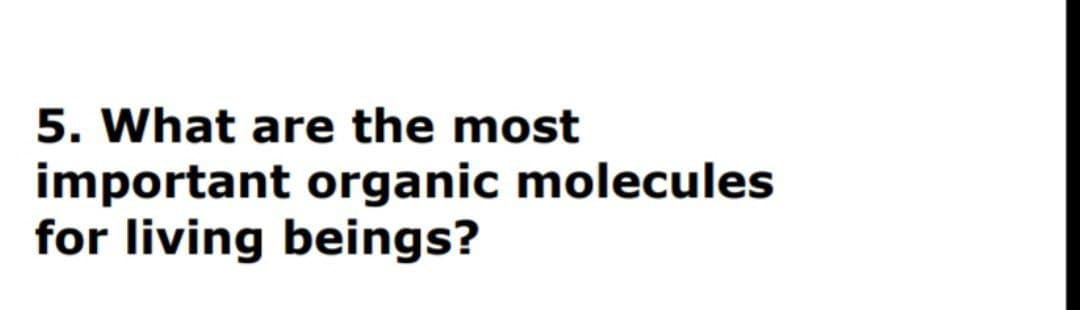 5. What are the most
important organic molecules
for living beings?
