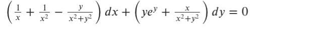 y
(= + = -√²+²)
17²) dx
dx + (ver
+
=) dy = 0
X
x²+y²