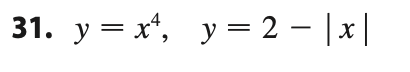 31. y = x', y= 2 – |x|
