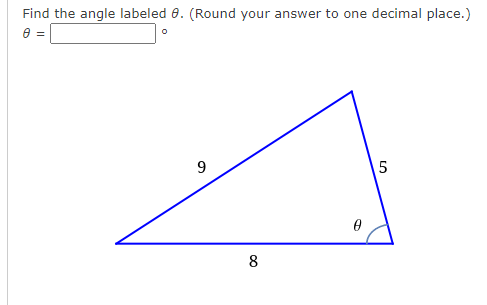 Find the angle labeled 8. (Round your answer to one decimal place.)
8 =
O
9
8
0
5