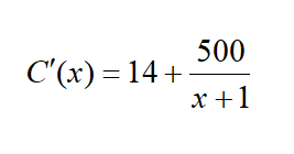 500
C'(x) = 14 +-
x +1
