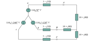 5-j22
110/0° V
10 + J82
110/-240° V
110/-120° V
5-120
10+j82
B
10 + J82
5-120
