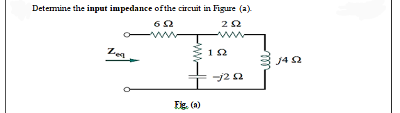 Detemine the input impedance ofthe circuit in Figure (a).
6Ω
Zeg
12
j4 2
-j2 2
Fig. (a)
