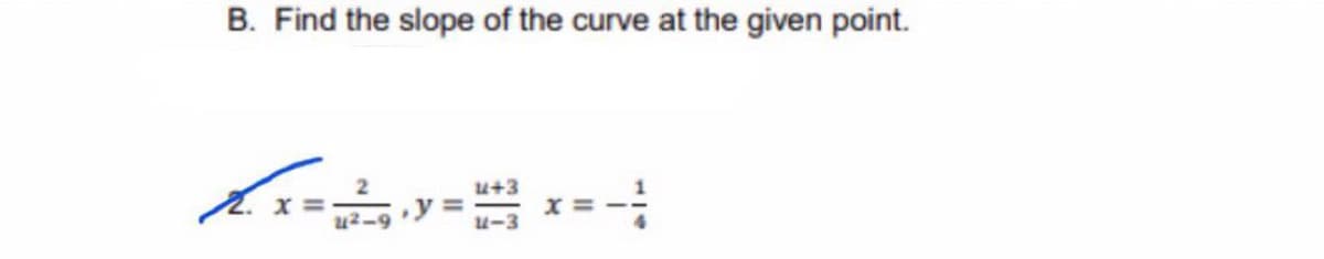 B. Find the slope of the curve at the given point.
u+3
y =
u-3
